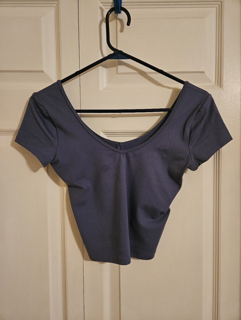 Hollister Slate Blue Short Sleeve Scoop Crop Top